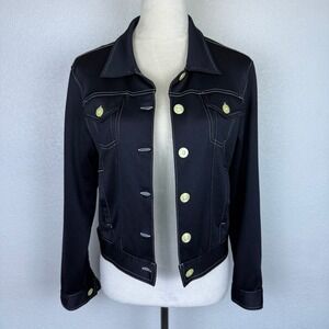 Buki Collect Neo-Tech Black Jacket 4 Way Stretch White Stitch Button Front Style